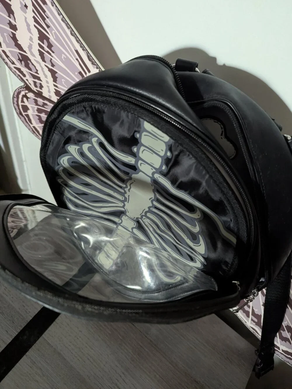 Persephone Ita Bag - skeleton moth wing bag by pocketbean - pocket egg